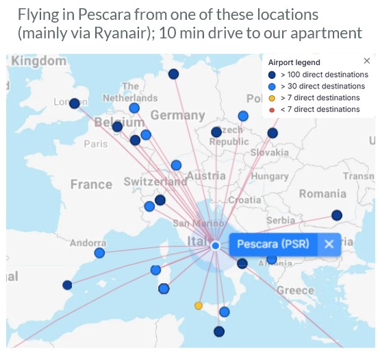 Pescara Airport Ryanair destinations map